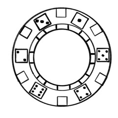 Vector hand sketch poker chips, black lines doodle style
