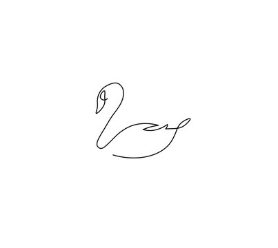 recommend clip art: Vector isolated swan line art single line drawing. Black line abstract swan sketch