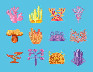 Obraz na płótnie Canvas set tropical corals