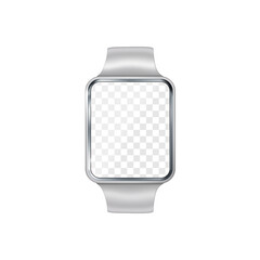 Smartwatch with blank transparent screen - mockup. Smart fitness tracker watch with empty display screen - vector template for design