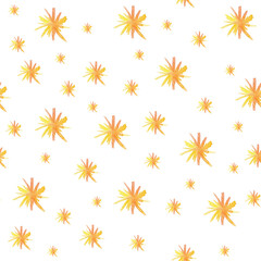 Fiery snowflake watercolor seamless patter. Template for decorating designs and illustrations.