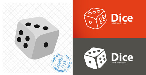 dice cubes flat icon. line icon