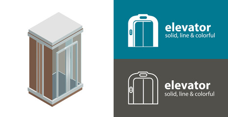 elevator isolated vector flat icon. elevator line solid design element
