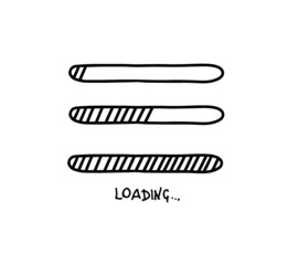 Loading bar doodle icon. Progress loading bar. Hand drawn sketch. Vector illustration on white background.