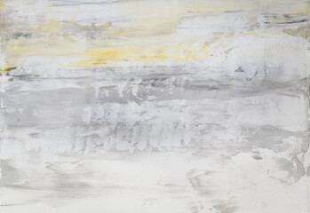 Old wall background. Old plaster, white, gray and yellow, rough texture
