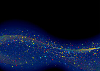 カラフルでなだらかな曲線とパーティクル