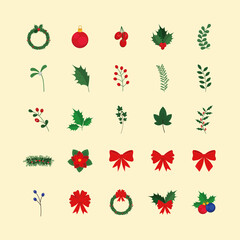 icon set of mistletoe