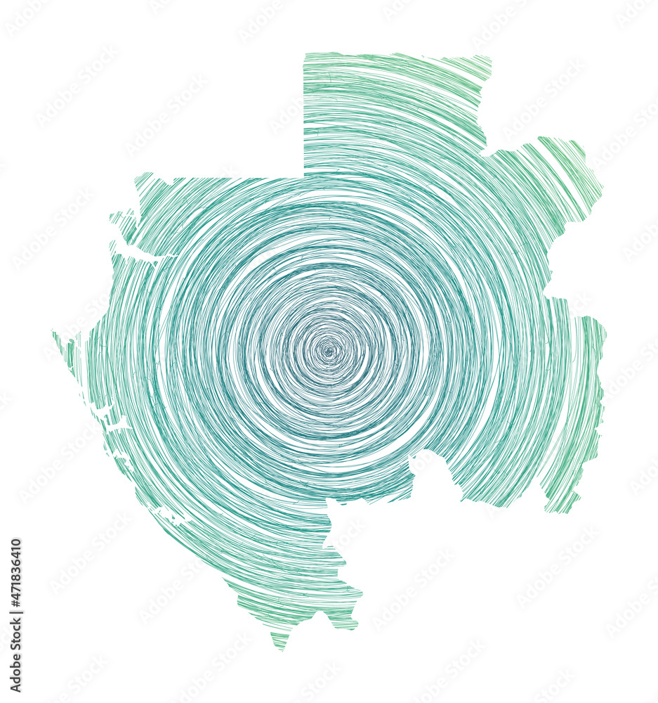 Poster gabon map filled with concentric circles. sketch style circles in shape of the country. vector illus