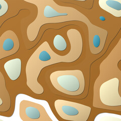 Colorful abstract layers. Papercut style background. Vibrant 3d topography shapes. Astonishing banner, poster, brochure, template, flyer design. Attractive vector illustration.