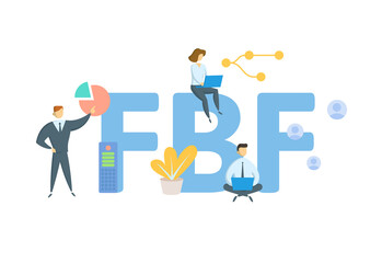 FBF, Flashback Friday. Concept with keyword, people and icons. Flat vector illustration. Isolated on white.