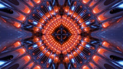Bright symmetric neon ornament 4K UHD 3D illustration