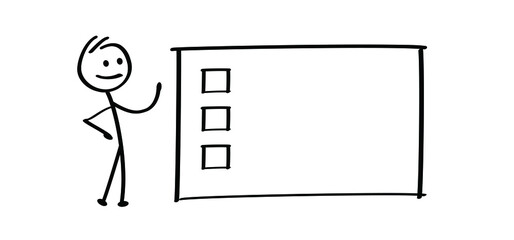 Bucket list. Stickman with checklist. Stick figures man or Business man with slogan to do list, nothing. Relax, weekend sign. Positive, motivation and inspiration quote. Today, relaxing and chill. 