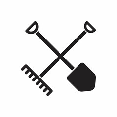 shovel and rake icon illustration isolated