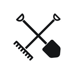 shovel and rake icon illustration isolated