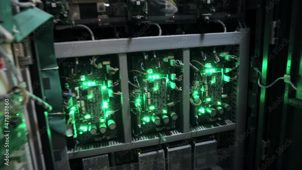 Poster computer rack for a solar grid system generating clean, renewable energy for a better future