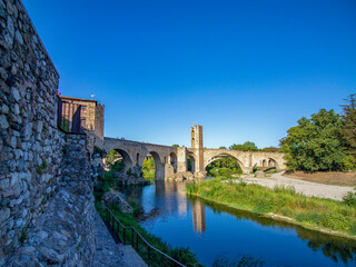 Details of the beautiful medieval catalan village of Besalu
