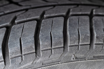 Part of a car tire close up