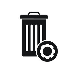 Garbage icon, Tools and utensils icon with settings sign. Garbage icon and customize, setup, manage, process symbol
