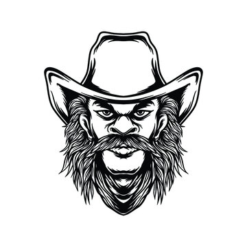 recommend clip art: Cowboy man lineart illustration.