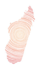 Madagascar map filled with concentric circles. Sketch style circles in shape of the country. Vector Illustration.
