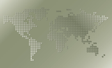 dotted world map on grayish vector background with gradient