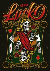Queen for playing card colorful poster