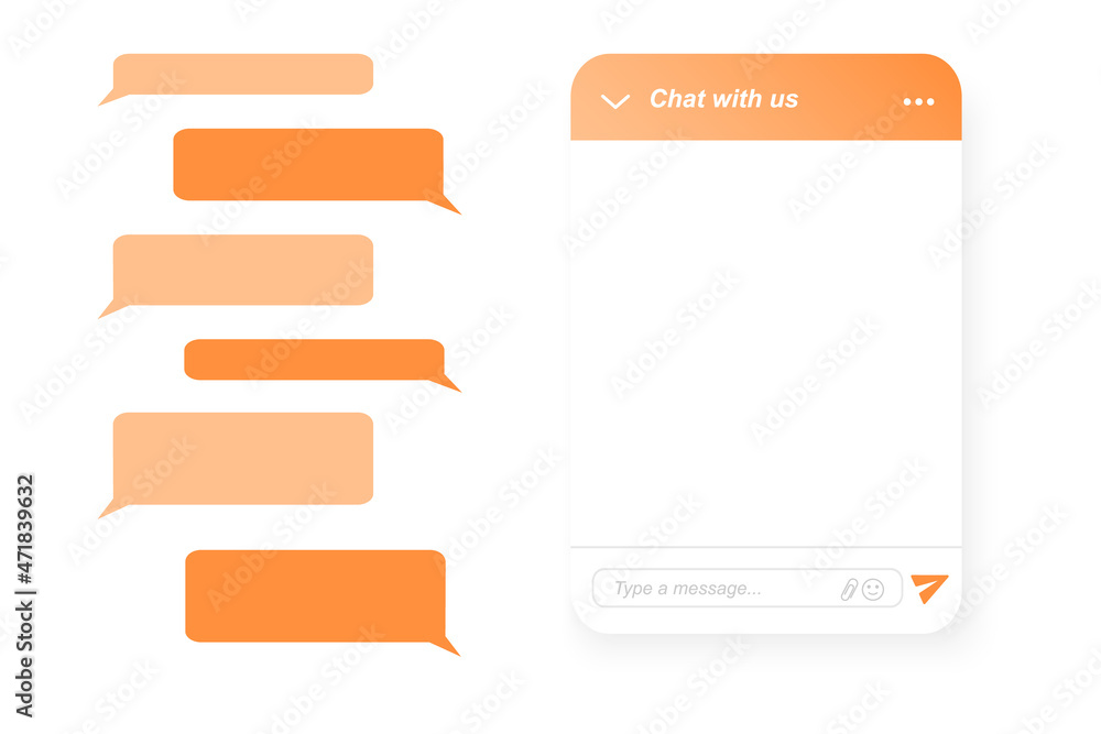 Wall mural lifechat form creator. empty chat bot window and message bubbles. virtual assistant, online customer