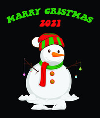 Snowman with hat and candy