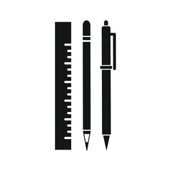 ruler pen and pencil icon illustration