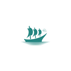 silhouette of dhow sailboat logo design, traditional sailboat vector