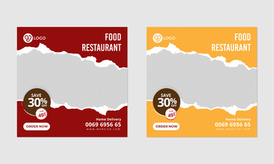 Food social media banner restaurant template Design