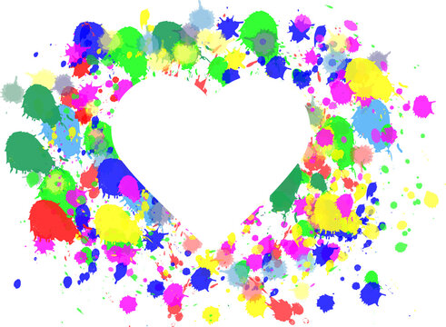  Vector postcard with hearts for Valentine`s day, with a bright blot 