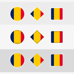 Fototapeta premium Chad flag icons set, vector flag of Chad.