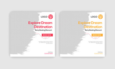 Tours travel social media banner design template