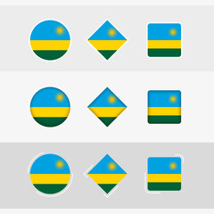 Rwanda flag icons set, vector flag of Rwanda.