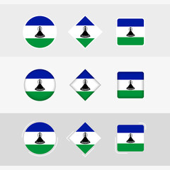 Lesotho flag icons set, vector flag of Lesotho.