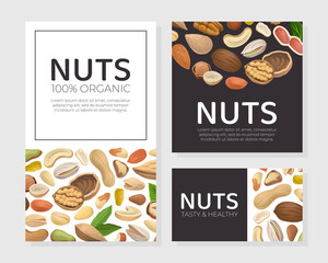 Nuts with Cashew and Almond Card Cover Vector Template