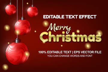 Christmas editable text effect with red ball and glitter element