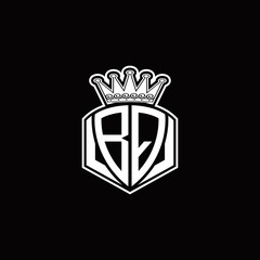 BQ Logo monogram with luxury emblem shape and crown design template