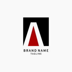 Simple Minimalist A Initial Letter Logo Monogram, Black and Red Color Creative Icon, Symbol, Sign Vector Design Suitable for Business, Industry, Boutique, Fashion, Marketing, Etc.