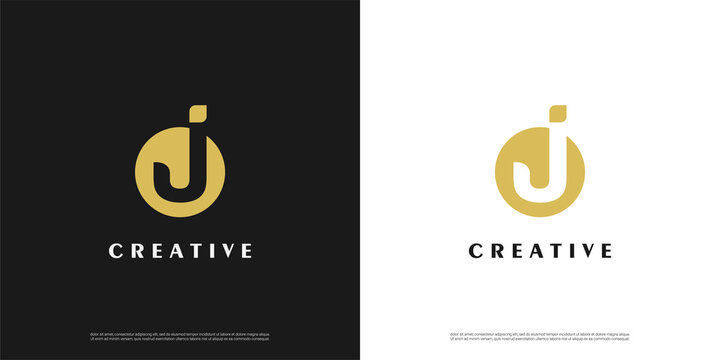 Letter J logo icon negative space design template elements	