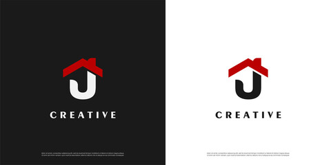 Letter J logo icon real estate design template elements	