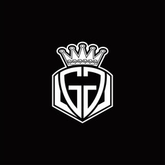 GG Logo monogram with luxury emblem shape and crown design template