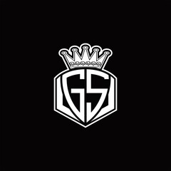 GS Logo monogram with luxury emblem shape and crown design template