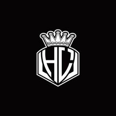 HL Logo monogram with luxury emblem shape and crown design template