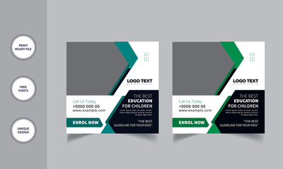 Back to School Admission Social Media Post Banner Template