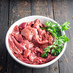 raw chicken liver offal meal snack copy space food background rustic keto or paleo diet