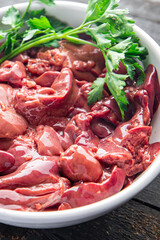 raw chicken liver offal meal snack copy space food background rustic keto or paleo diet