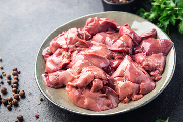 raw chicken liver offal meal snack copy space food background rustic keto or paleo diet