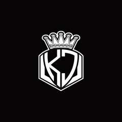 KC Logo monogram with luxury emblem shape and crown design template